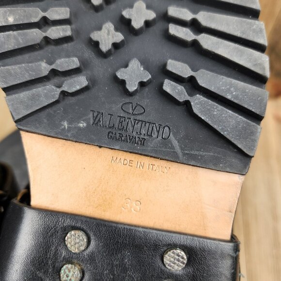 Womens Valentino Garavani Size 8 Eu 38 Leather Quilted Rock Stud Biker Boots - Picture 13 of 13